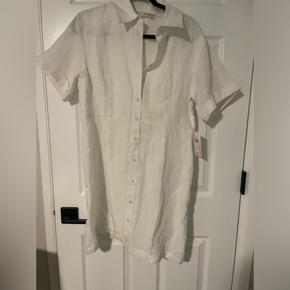 Sophie Rue Shirt Dress Womens Large White Short Sleeve Collared Button‎ Up NWT - Picture 3 of 9